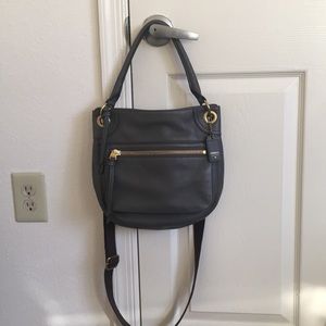 Fossil Kari Hobo Crossbody Leather Bag Gray
